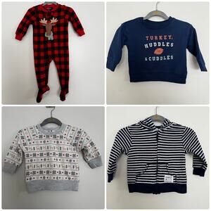 Cool Weather Baby Bundle, 4 Pieces: Footed Pajamas, Sweatshirts, Zip Up Hoodie